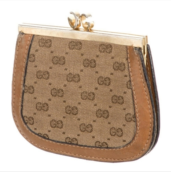 Authentic Vintage GUCCI Micro Monogram Kiss lock Wallet Coin Purse